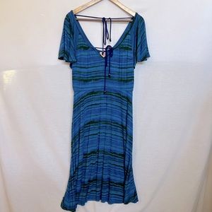 Plenty by Tracy Reese Blue & Black & Purple Striped Soft Dress.  Size M